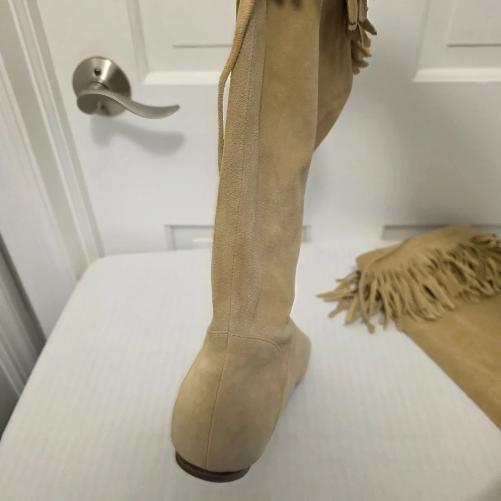 Daniblack Festival Fringe Suede Boots Camel In Color Size 9.5, Casual